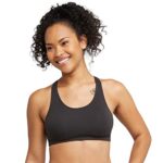 Hanes Women’s Racerback Bralette Pack, Stretch Knit Low-Impact, Moisture-Wicking Cotton T-Back Bra Top, 3-Pack, Black/Black/Black