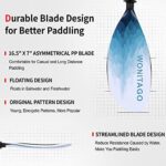 WONITAGO Kayak Paddles Carbon Fiber Shaft Paddle with Nylon Blades, Floating Adjustable Kayaking Oars, 3 Piece, 230-250 cm/90-98 Inches Snow Mountain White