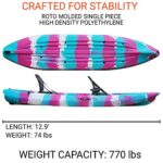 BKC TK122 Angler 12-Foot, 8 inch Tandem 2 or 3 Person Sit On Top Fishing Kayak w/Upright Aluminum Frame Seats and Paddles (Purple Camo)