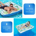 Ocestar Inflatable Pool Float Mat, 72″ X 60″ Giant Pool Floats Adult Size with Headrest Lake Float Raft Water Lounger, Oversized Floating for Swimming Pool Tanning Pool for Summer Beach (Blue)