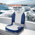 VEVOR Boat Seat, 18.9″ Low Back Boat Seat, Folding Boat Chair with Thickened Sponge Padding and Hinge, Fold-Down Boat Captain Chair for Fishing Boat, Sightseeing Boat, Speedboat, Canoe, 1-Piece