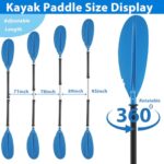 Frebuta Kayak Paddle,Paddle Board Paddles Telescopic Shaft 71to100Inch Kayaking Boating Canoeing with 1 Free Paddle Leash Double Oar Float Paddle Stainless Steels Durable Extendable Black