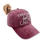 Waldeal Women’s Kayak Hair Don’t Care Ponytail Dad Hat, Adjustable Washed Embroidered Baseball Cap, Red