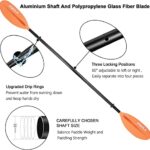 HIKULA Kayak Paddles 4 Pieces Aluminum Shaft and PP Blade Floating Comfort 90.5inch Lightweight Oars for Inflatable Kayak Orange