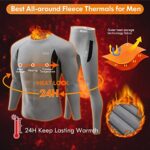 romision Base Layer Men Cold Weather- Men’s Thermal Underwear Set Fleece Lined Long Johns Hunting Gear for Cold Weather