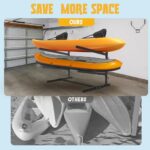 Rengue Kayak Storage Rack, Heavy Duty Freestanding Kayak Stand for 2 Kayaks, SUPs, Canoe and Paddleboard kayak rack for Indoor & Outdoor Use