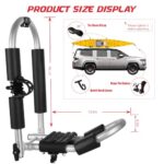 FORWODE Kayak Roof Rack, 2 in 1 Aluminum 1 Pair J-Bar Roof Rack, Folding Adjustable Rack, Weight 80 LBS Heavy Duty Kayak Roof Carrier 1 Kayak, Canoe, SUV, Surfboard on SUV, Car and Truck Crossbar
