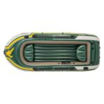 Intex 68351EP Seahawk 4 Inflatable Boat Set: Includes Deluxe 54in Boat Oars and High-Output Pump – SuperStrong PVC – Fishing Rod Holders – 4-Person – 1050lb Weight Capacity