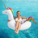 Inflatable Unicorn Flamingo Pool Floats – Jasonwell 2 Pack Pool Floaties Inflatables Rafts for Swimming Pool Tubes for Floating Lake Beach Floaty Swim Rings Pool Party Toys for Adults Kids