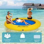 ACOMUZI 8FT Water Hammock Inflatable Floating Dock, Round Pool Hammock for Pool and Lake, Heavy Duty Lake Floats Inflatable Raft for Adults(Yellow Blue)