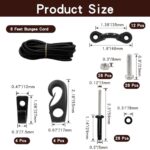 Litoexpe Deck Rigging Kit Accessory, With 19.7 FT Bungee Cord Deck Loops Tie Down Pad Eyes and J Hooks and Bungee Cord Hook Screws & Rivets for Kayaks Canoes Boat