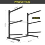 LotFun Kayak Storage Rack, Freestanding Heavy Duty Adjustable Kayak Stand Indoor Outdoor Storage Rack Garage, with Wheels and Foot Pad, for Kayaks, SUPs, Canoes, Surfboard(3 Levels)
