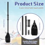Leriton 6 Pcs Black Size Kayak Paddles PVC Boat Oars Detachable Canoe Paddle, Lightweight Design, Ribbed French Oar for Rubber Dinghy Inflatable Boat Water Marine Sports