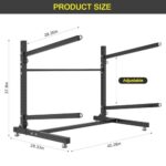 LotFun Kayak Storage Rack, Freestanding Heavy Duty Adjustable Kayak Stand Indoor Outdoor Storage Rack Garage, with Wheels and Foot Pad, for Kayaks, SUPs, Canoes, Surfboard(2 Levels)