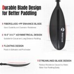 WONITAGO Kayak Paddles with Aluminum Shaft and Reinforced PP Blade, Floating Kayaking Oars, 2 Piece, 220 cm/86 in, Black