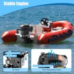 Outboard Motor, 4 Stroke 6HP Boat Motor Engine, Hangkai Gas Trolling Motor with Air Cooling&TCI Ignition System for Inflatable Fishing Boats, Jon Boats, Rubber Boats, Short Shaft