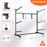 METAN Upgraded Wide Metal Kayak Storage Rack 3 Levels,59’’Wide Freestanding Heavy Duty Adjustable Kayak Stand Indoor Outdoor Storage Rack Garage with Wheels,Black,Assembly Required