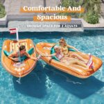 JOYIN Giant Boat Pool Float with Cooler – Inflatable Boat Funny Pool Floats Raft with Reinforced Cooler, Lounge Floaties Beach Lake Toys fun in summer Swimming Pool Party Decorations for Kids & Adults