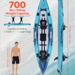 VEVOR 2-Person Inflatable Kayak, 14’4″ x 3’7″ – Extra Spacious for Family & Dogs, 700-lb Capacity Sit-in Kayak with Accessories, Includes 2 Paddles, Pump & Carry Bag – Perfect for Fishing and Touring