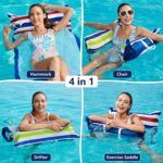 Jasonwell Inflatable Pool Hammock Float – 2 Pack Water Hammock Pool Floaties Multi-Purpose (Saddle Lounge Chair Drifter) 4 in 1 Lake Beach Floating Loungers Swimming Pool Floats Toys for Adults