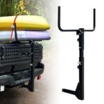 Lightweight RV Hitch Mount Kayak Rack, Adjustable Height, Fits 1 Kayak up to 12 ft or 2 Kayaks up to 9 ft, Compact Vertical Carrier, 2″ Receiver, 150 lbs Capacity for Truck, SUV, Pickup,Van