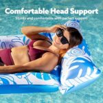 SLOOSH 2-Pack Inflatable Pool Floats Mat – XL Pool Floaties Adults Size with Headrest, Sun Tanning Raft Lake Beach Swimming Pool Party Toys Floating Lounge Above Water Keep Cool (Blue/Green)