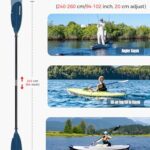 WONITAGO Angler Kayak Paddle with Fiberglass Shaft and Plastic Blade, Floating Adjustable Fihsing Kayak Oar, 240-260cm/94-102 inch, Blue