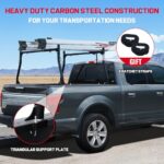 SMANOW 46-71” Heavy Duty Carbon Steel Truck Ladder Rack,Non-Drilling Rack for Most Truck, Includes Straps,800Ibs Loading Capacity, Overland Ladder Rack for Kayak, Surfboard, Lumber, Ladder.
