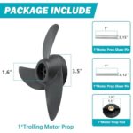 MGA089B Three-Blade Trolling Motor Propeller Replacement for Motorguide Machete III Black 3-Blade Prop, 3.5-Inch Hub Small Boat Motor for MotorGuide R3 55lb,W55,Xi5 36v,75 Wireless Trolling Motor