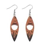 Lightweight Wooden Kayak Shape Dangle Earrings for Women – Nature Forest Outdoor Adventure Jewelry