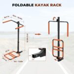 300LBS RV Kayak Rack for 2 Kayaks up to 12FT – Heavy Duty Vertical Hitch Mount Carrier with Reinforced Anti-Bend Base, Adjustable Height, Anti-Loosening Screws – Fits 2” Receiver for RV, Truck, SUV
