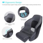 ERGOSEAT High Back Pontoon Captain Seat Marine Boat Bucket Seats Premium Sports Flip Up Captains Chair with Armrest (Carbon Gray/Black/Carbon Gray Piping)