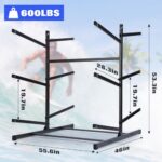 Morohope Freestanding Kayak Storage Rack – Heavy Duty Weatherproof Outdoor Tackle Storage With Hooks for SUP, Canoe, Paddleboard – 6 Levels